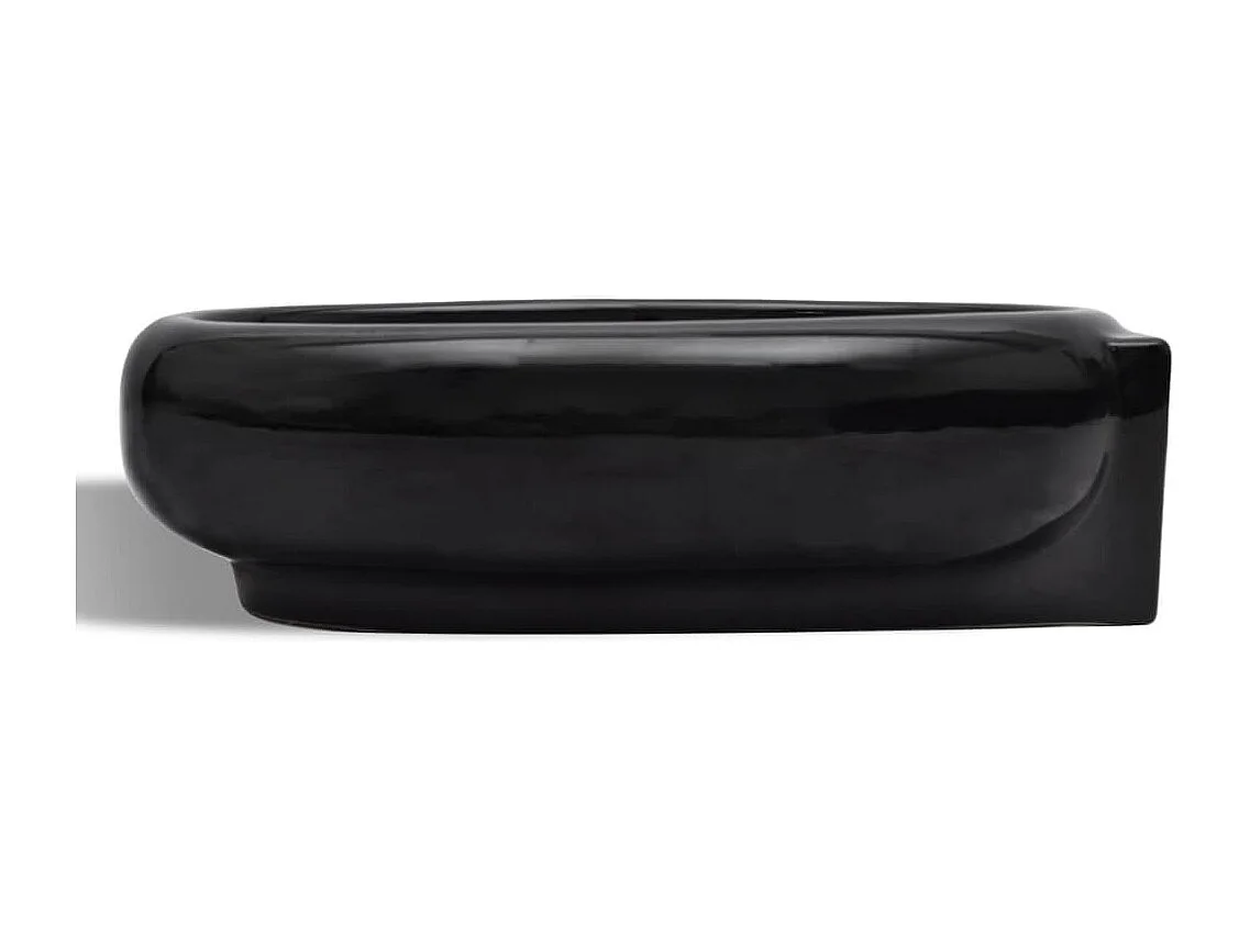 Lavabo salle de bain-Vasque à trou de trop-plein/robinet céramique pour salle de bain Noir