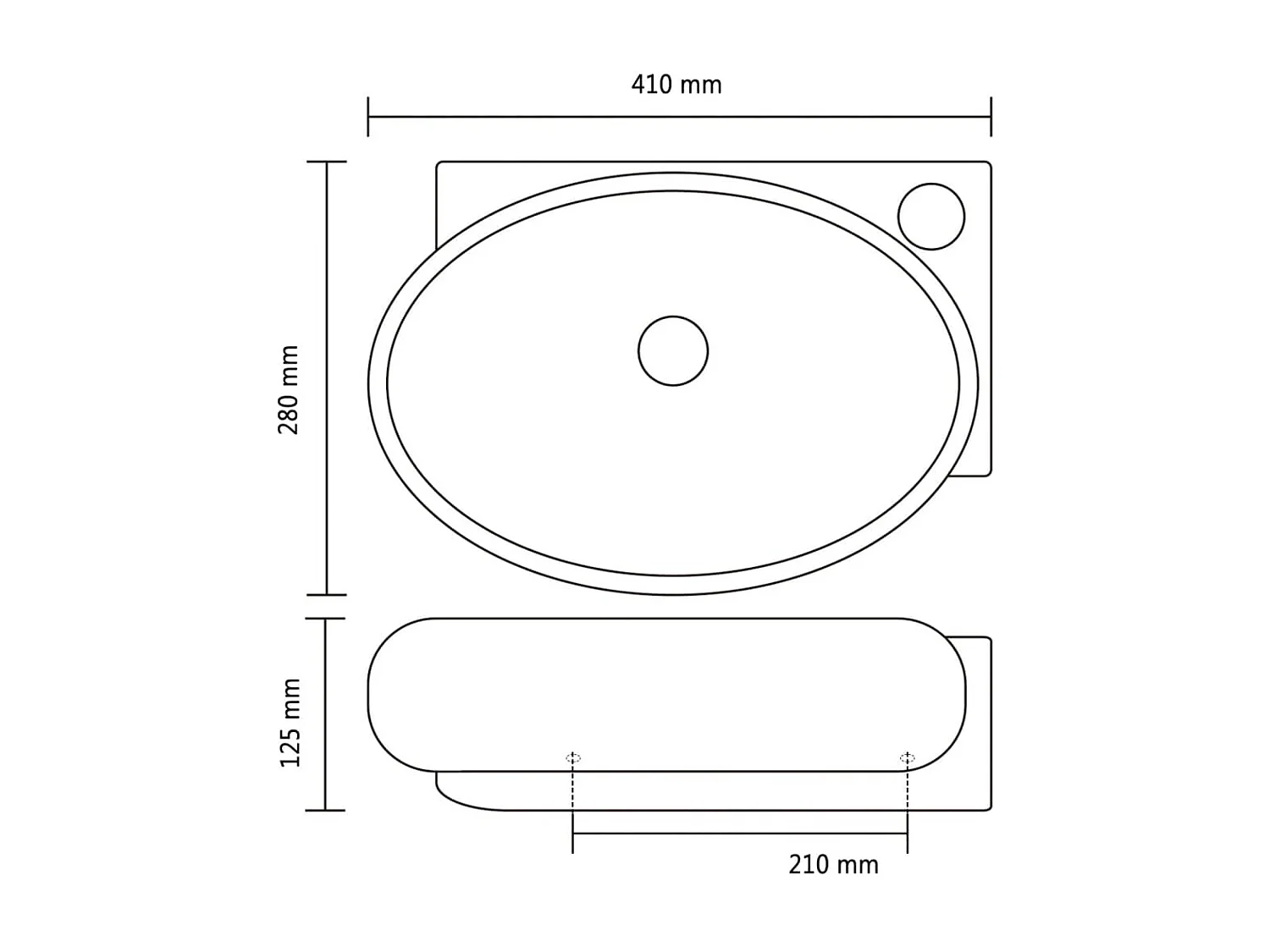 Lavabo salle de bain-Vasque à trou de trop-plein/robinet céramique pour salle de bain Noir