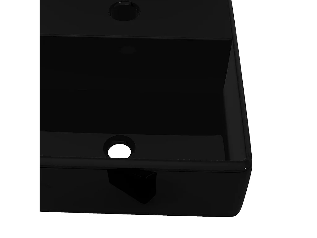 Lavabo salle de bain-Vasque rectangulaire à trou Noir en céramique pour salle de bain