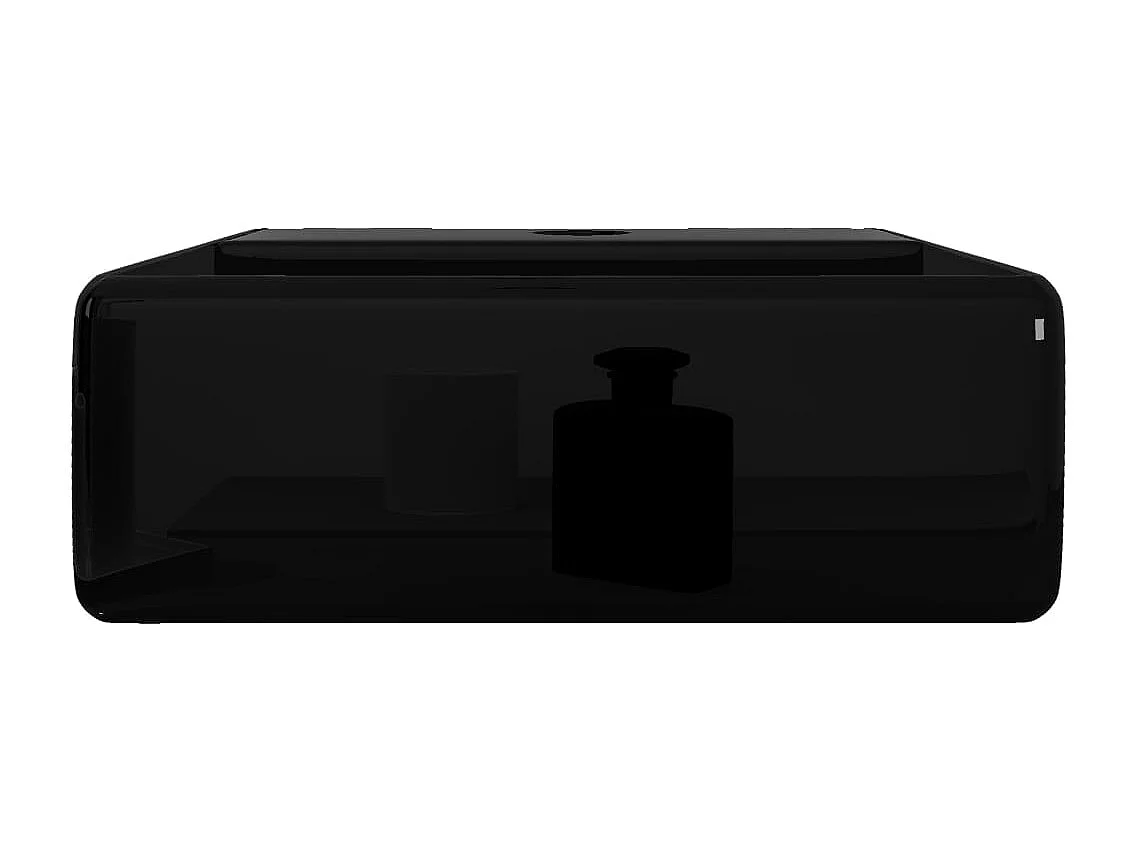 Lavabo salle de bain-Vasque rectangulaire à trou Noir en céramique pour salle de bain
