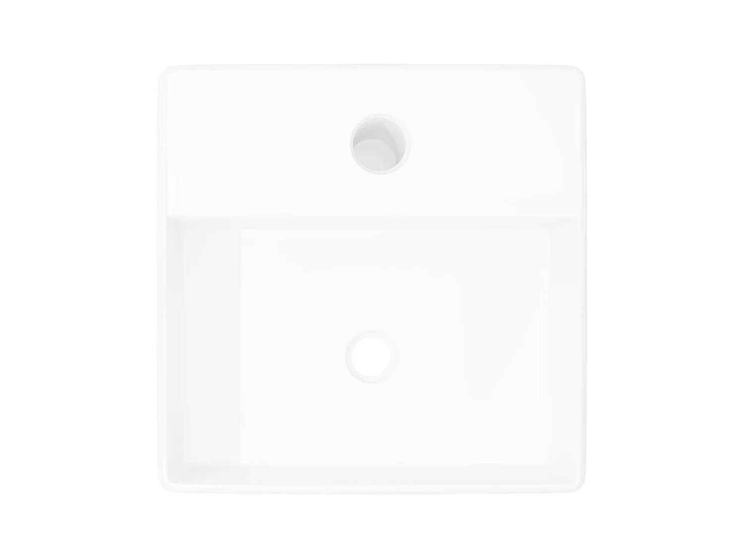 Vasque à poser-Lavabo carré à trou pour robinet Céramique Blanc