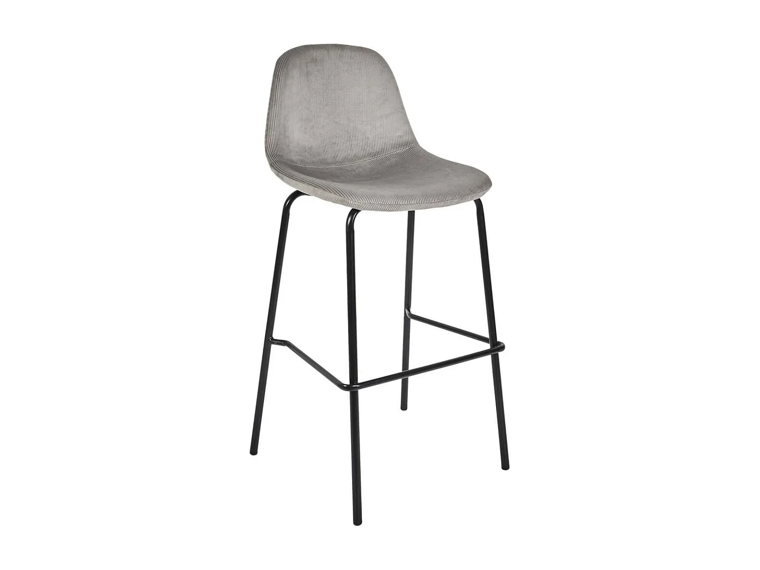 Chaise de bar en velours côtelé Giulia gris (Lot de 2)