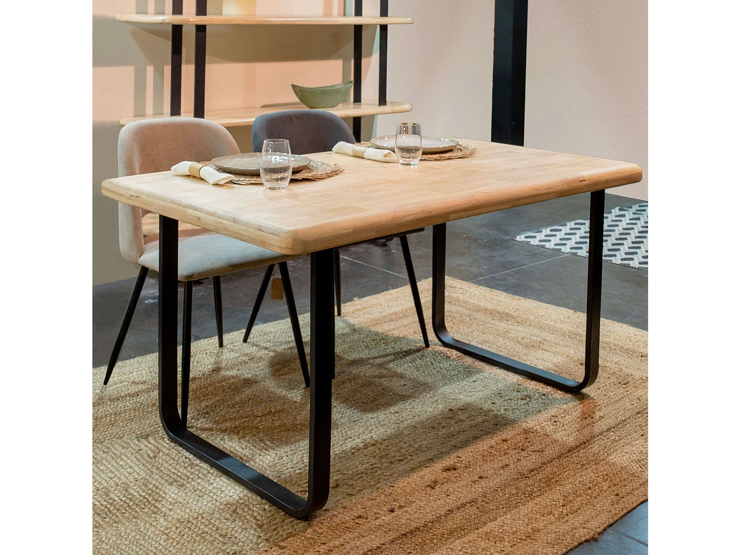 Mesa comedor fija Dans roble nordish/negro 140x80x76 cm