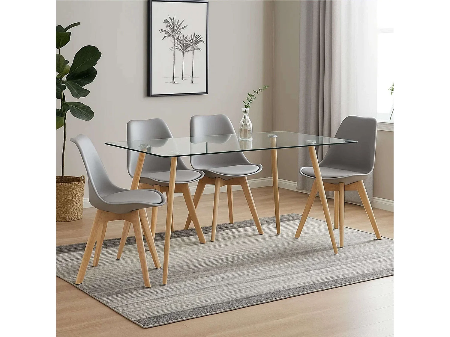 Mesa comedor Kler cristal salón color roble Sonoma 140x75x80 cm