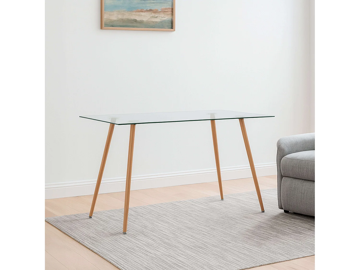 Mesa comedor Kler cristal salón color roble Sonoma 140x75x80 cm