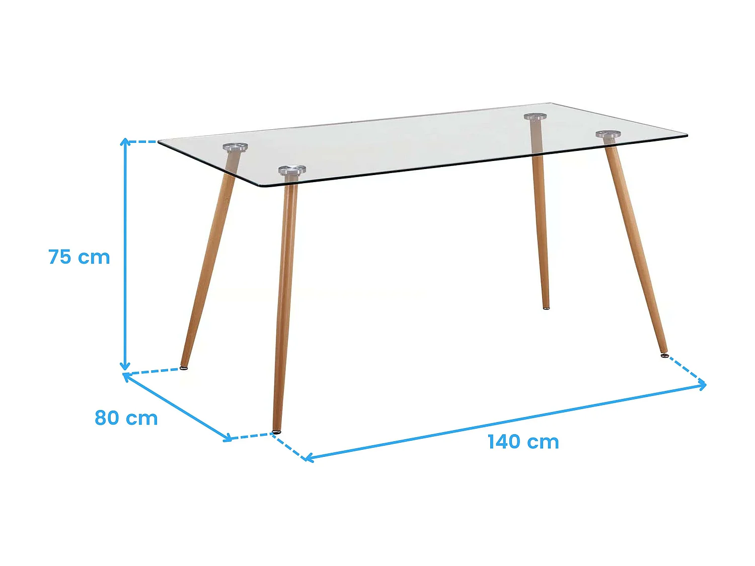 Mesa comedor Kler cristal salón color roble Sonoma 140x75x80 cm