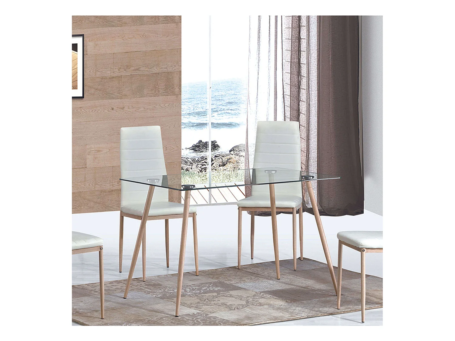 Mesa Comedor Cristal Asper Nórdico 120x170 cm