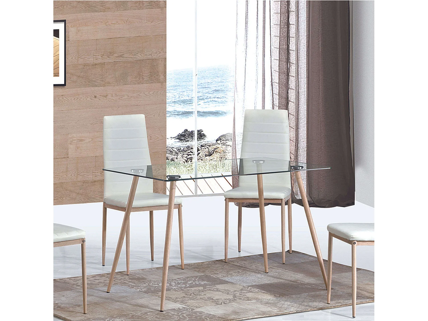 Mesa Comedor Cristal Asper Nórdico 120x170 cm