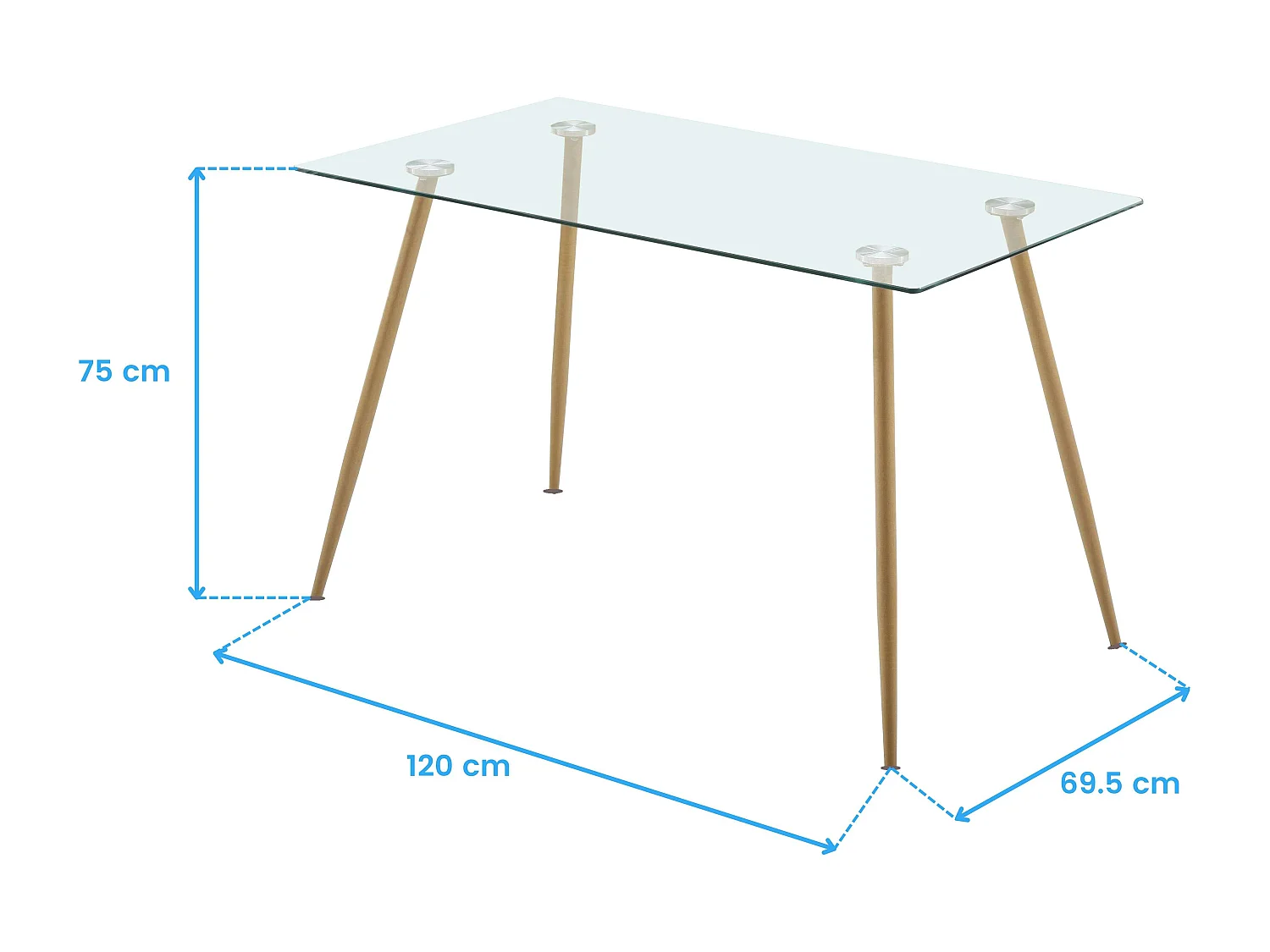 Mesa Comedor Cristal Asper Nórdico 120x170 cm