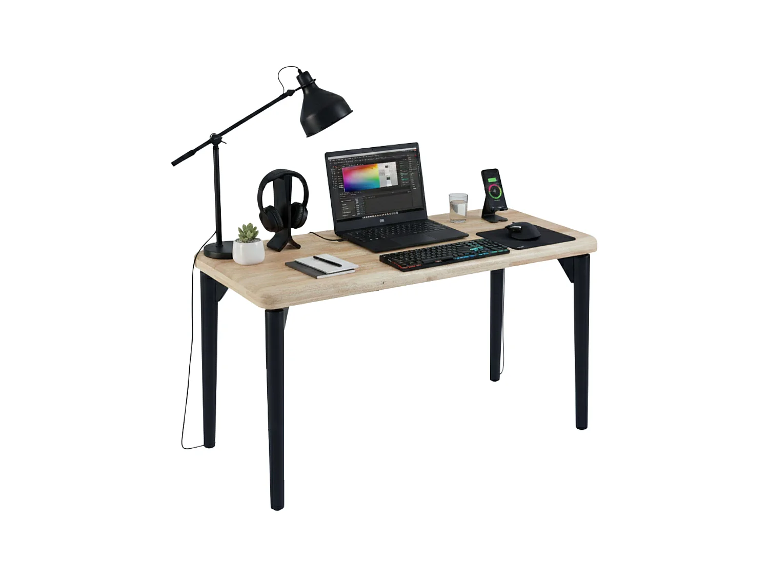 Mesa Comedor Fija Napi Roble Nordish/Negro 120x60 cm