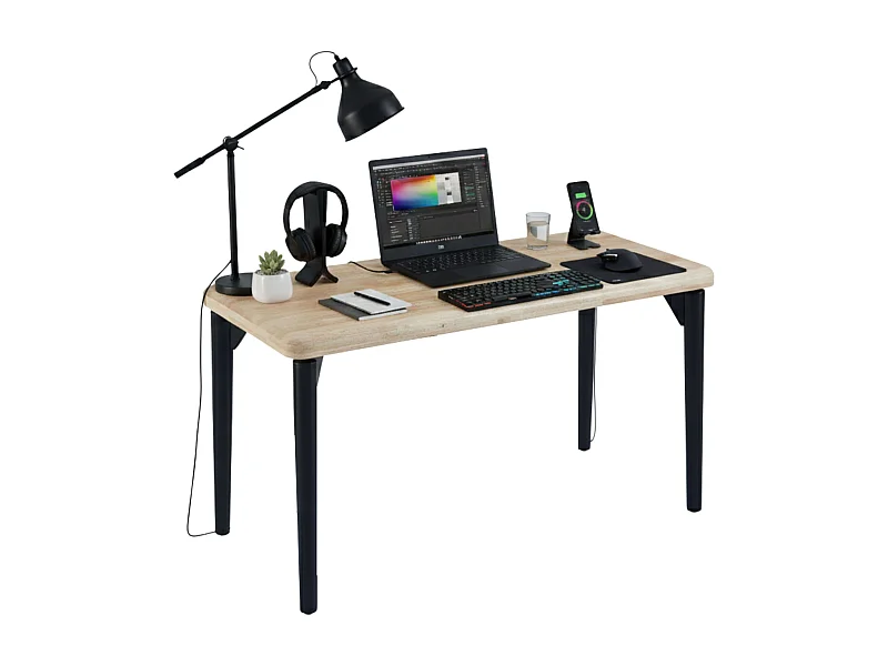 Mesa de Jantar Fixa Napi Carvalho Nórdico/Preto 120x60 cm