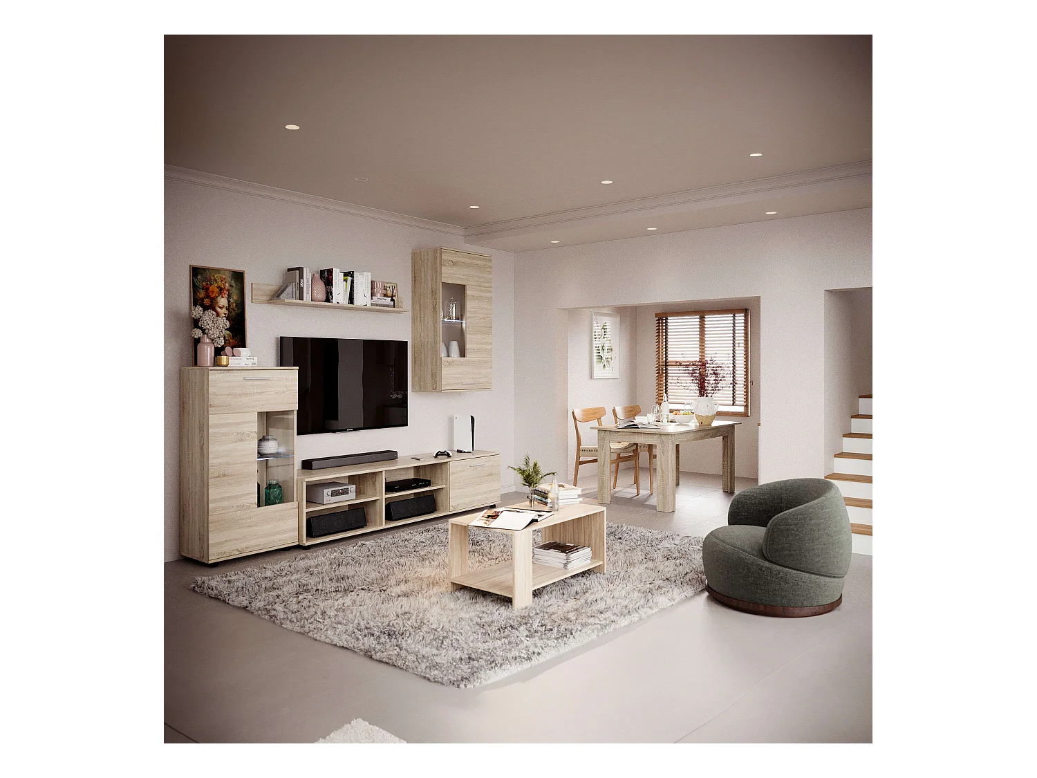 Mesa Comedor Fija Nur Contemporánea Roble Sonoma 138x80 cm