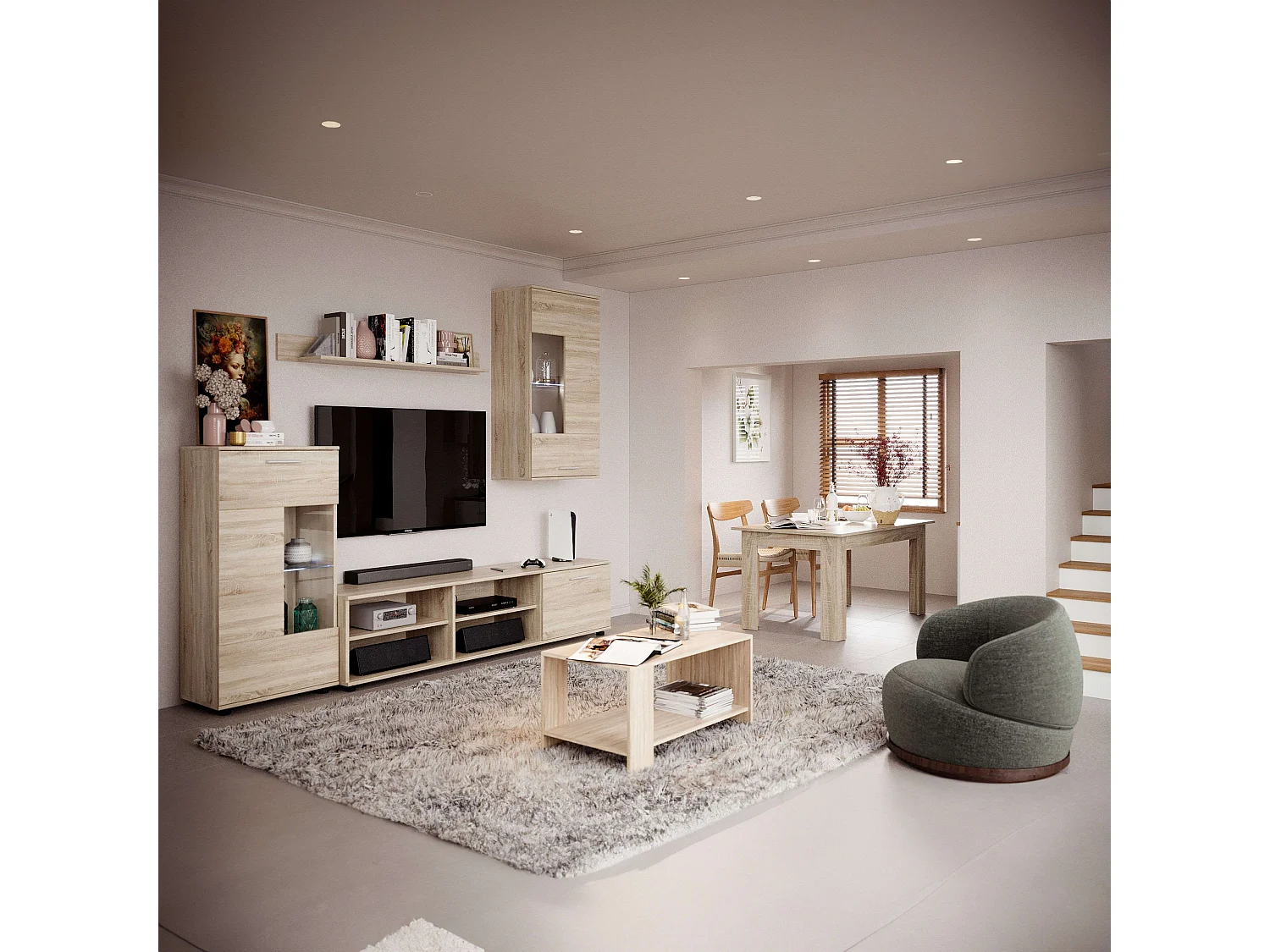 Mesa Comedor Fija Nur Contemporánea Roble Sonoma 138x80 cm