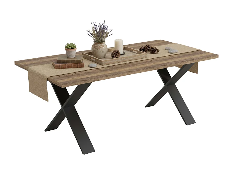 Mesa Comedor Fija Mónaco Roble Saloon Negro 180x90 cm