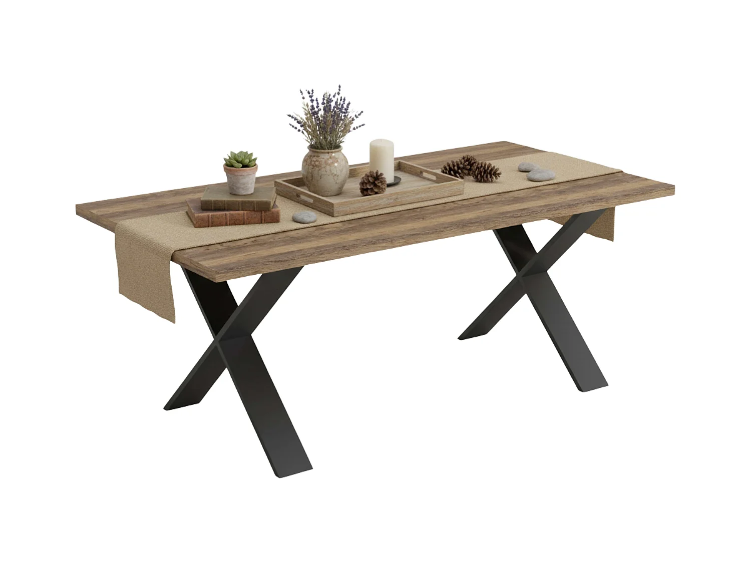 Mesa Comedor Fija Mónaco Roble Saloon Negro 180x90 cm