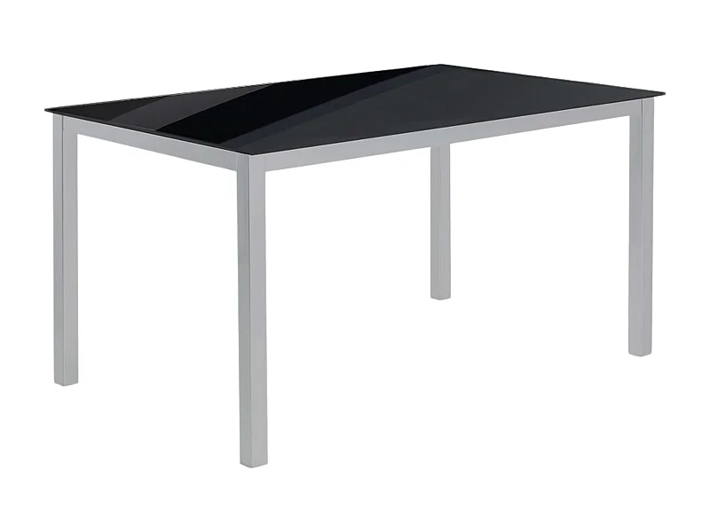 Mesa Comedor Fija Cadell Cristal Negro Metal 140x190 cm