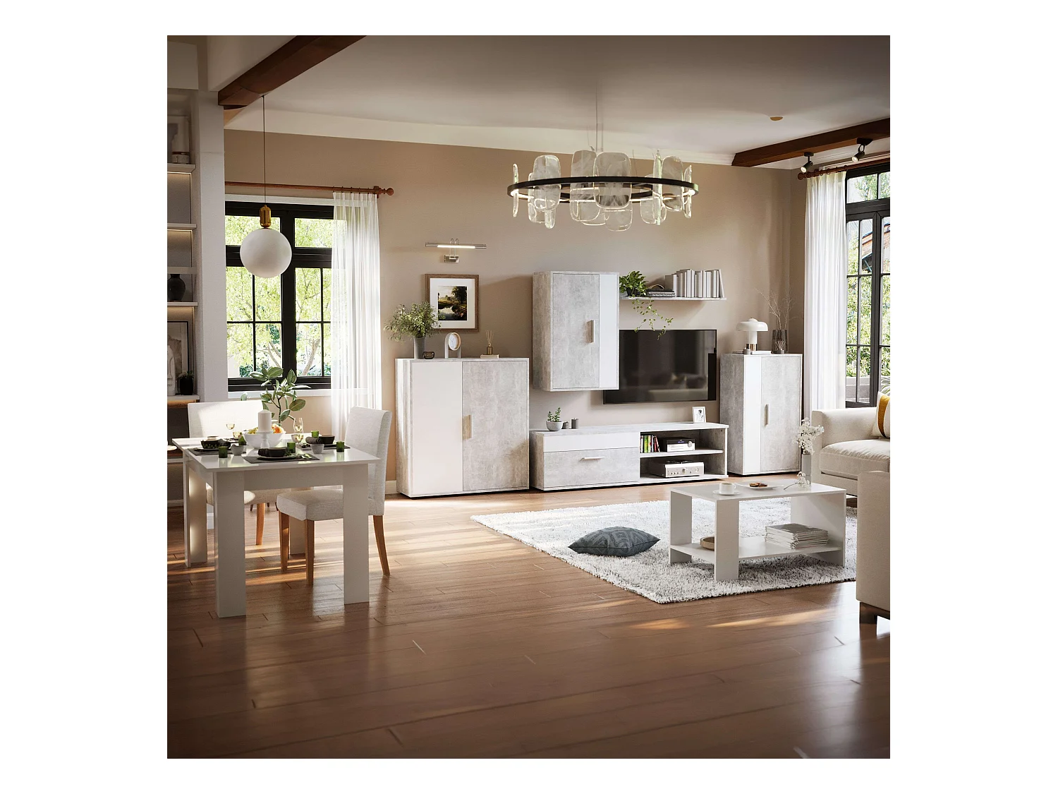 Mesa Comedor Fija Nur Contemporánea Blanco Mate 138x80 cm