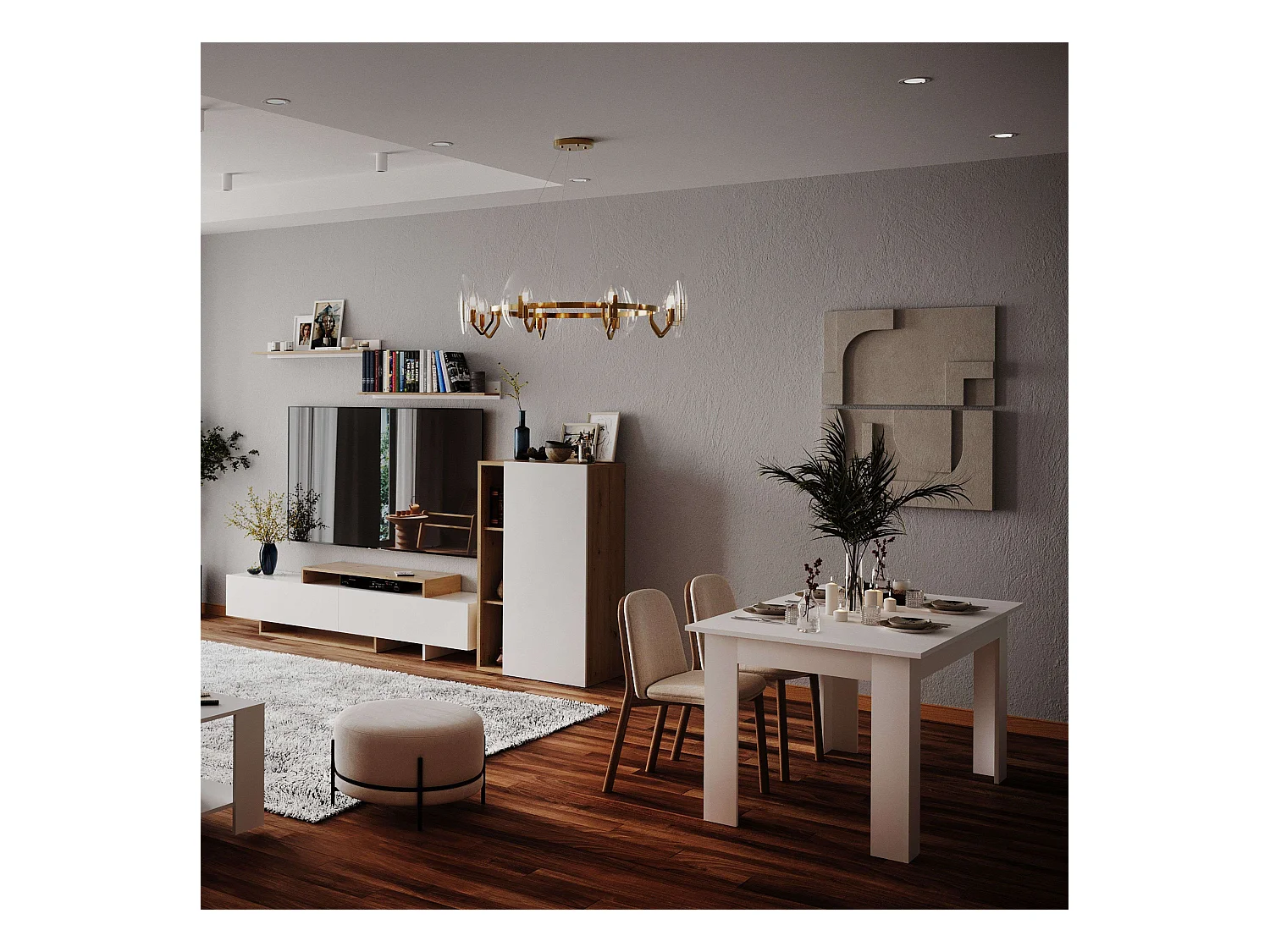 Mesa Comedor Fija Nur Contemporánea Blanco Mate 138x80 cm