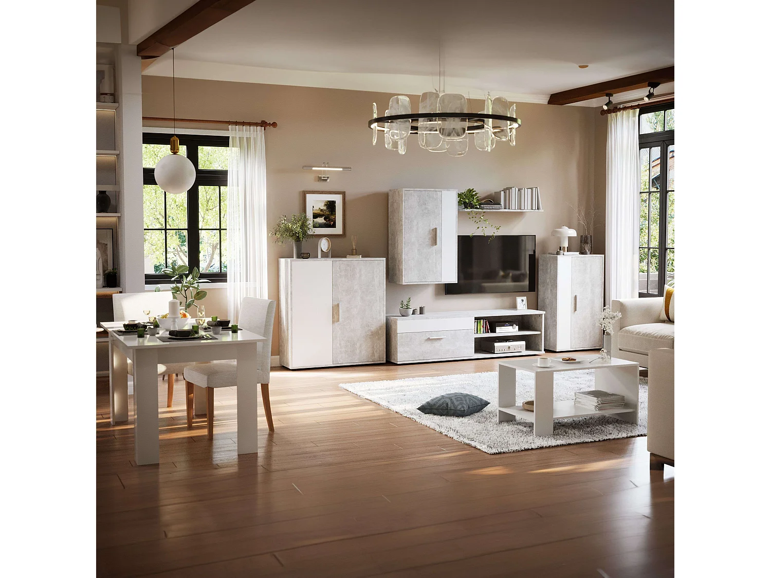 Mesa Comedor Fija Nur Contemporánea Blanco Mate 138x80 cm