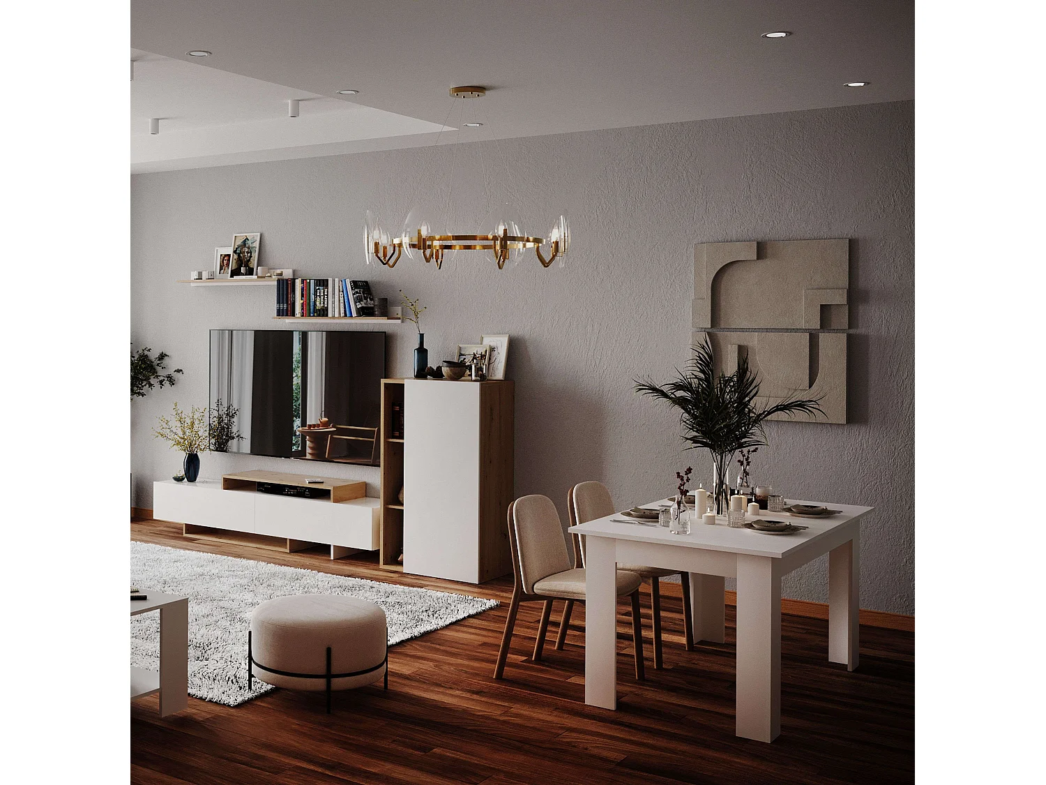 Mesa Comedor Fija Nur Contemporánea Blanco Mate 138x80 cm