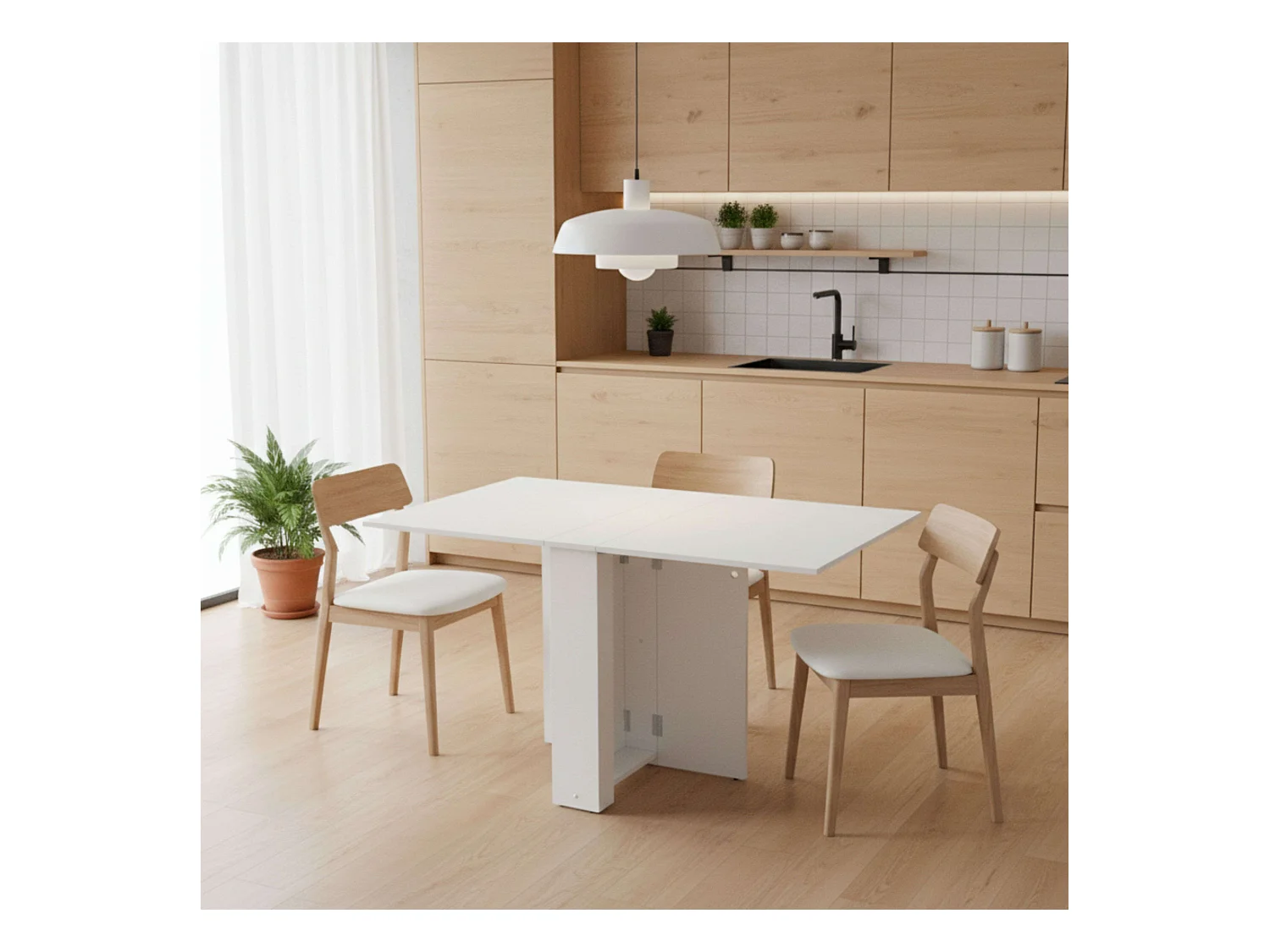 Mesa de Jantar Dobrável Swing para Cozinha Branca 132x80 cm