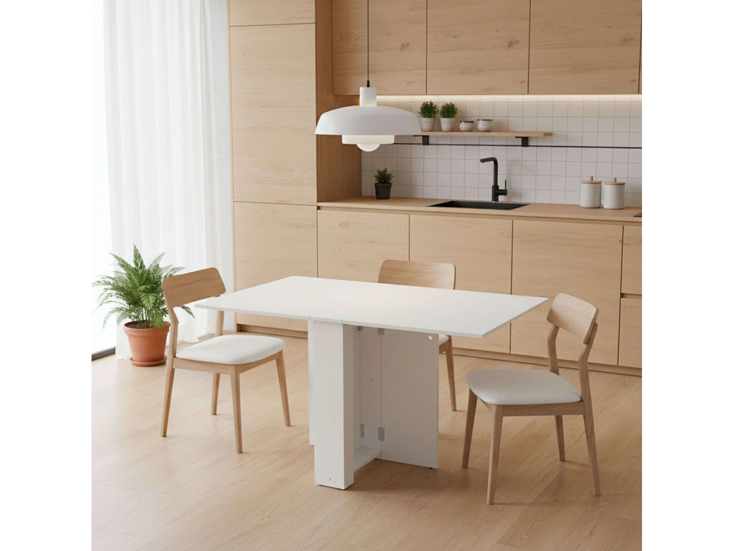 Mesa de Jantar Dobrável Swing para Cozinha Branca 132x80 cm