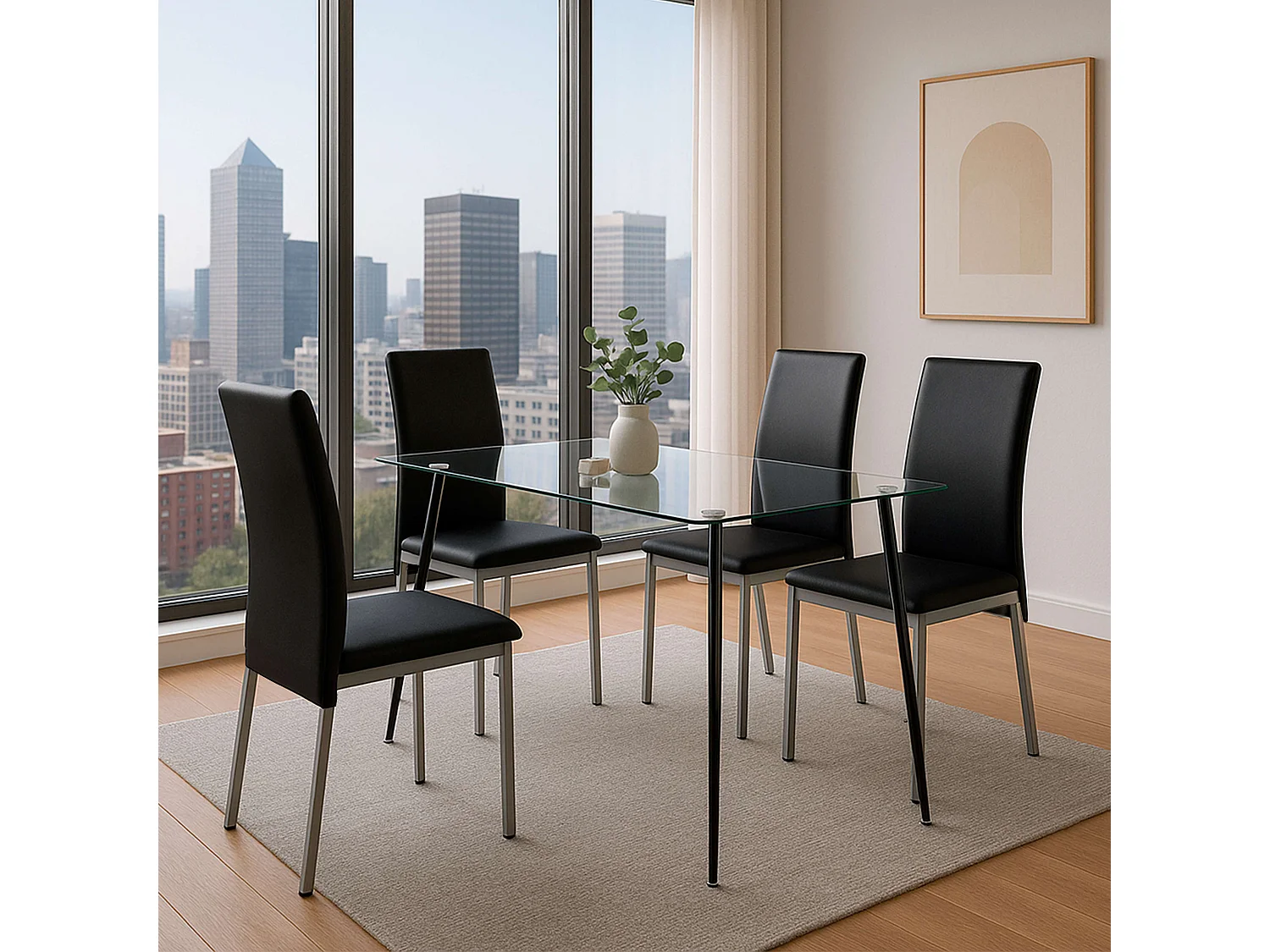 Mesa Comedor Cristal Asper para Salón Estilo Contemporáneo Moderna 120cm