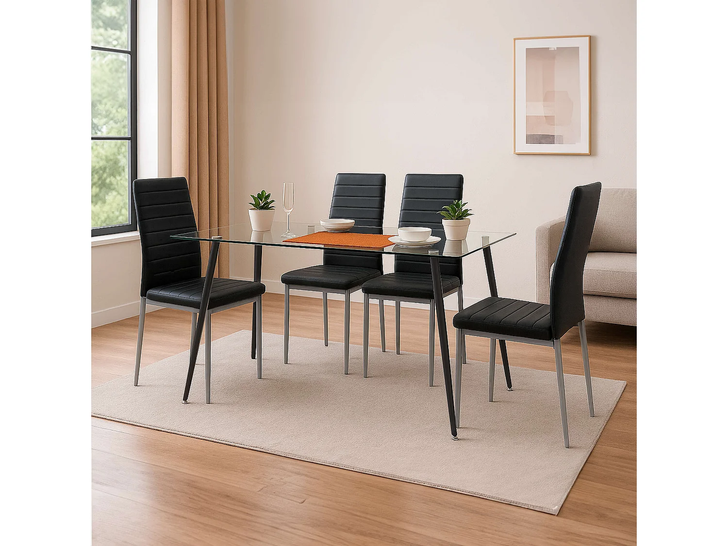 Mesa Comedor Cristal Asper para Salón Estilo Contemporáneo Moderna 120cm