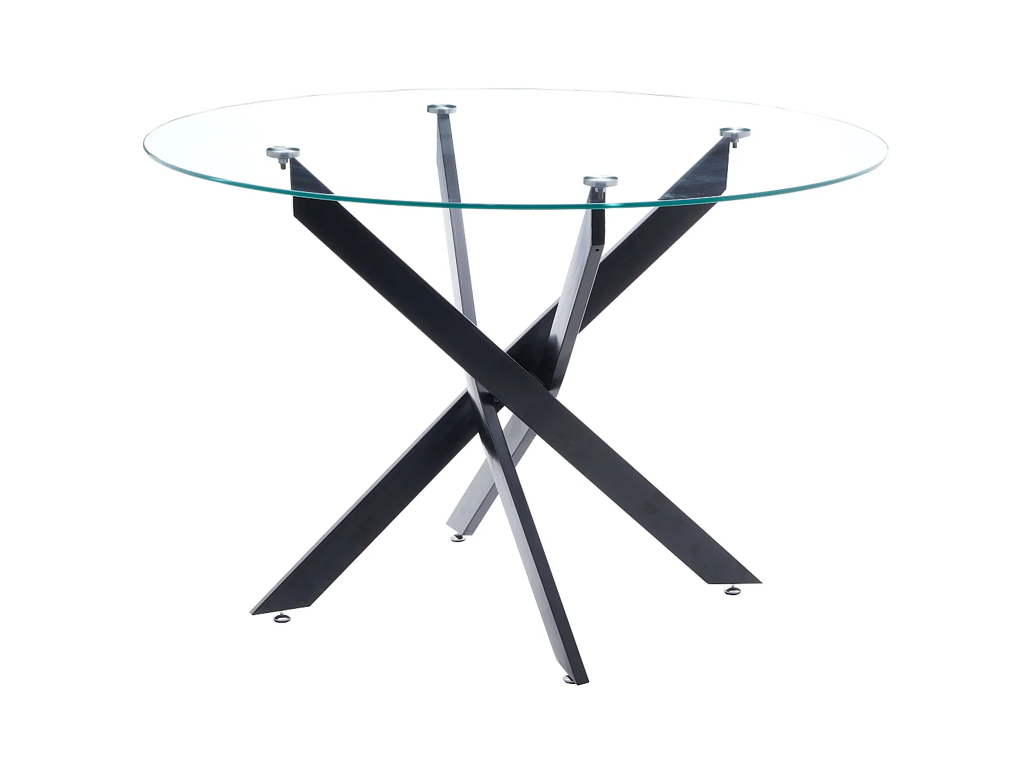 Mesa Comedor Crest Moderna Negro Cristal Metal 113.5 cm