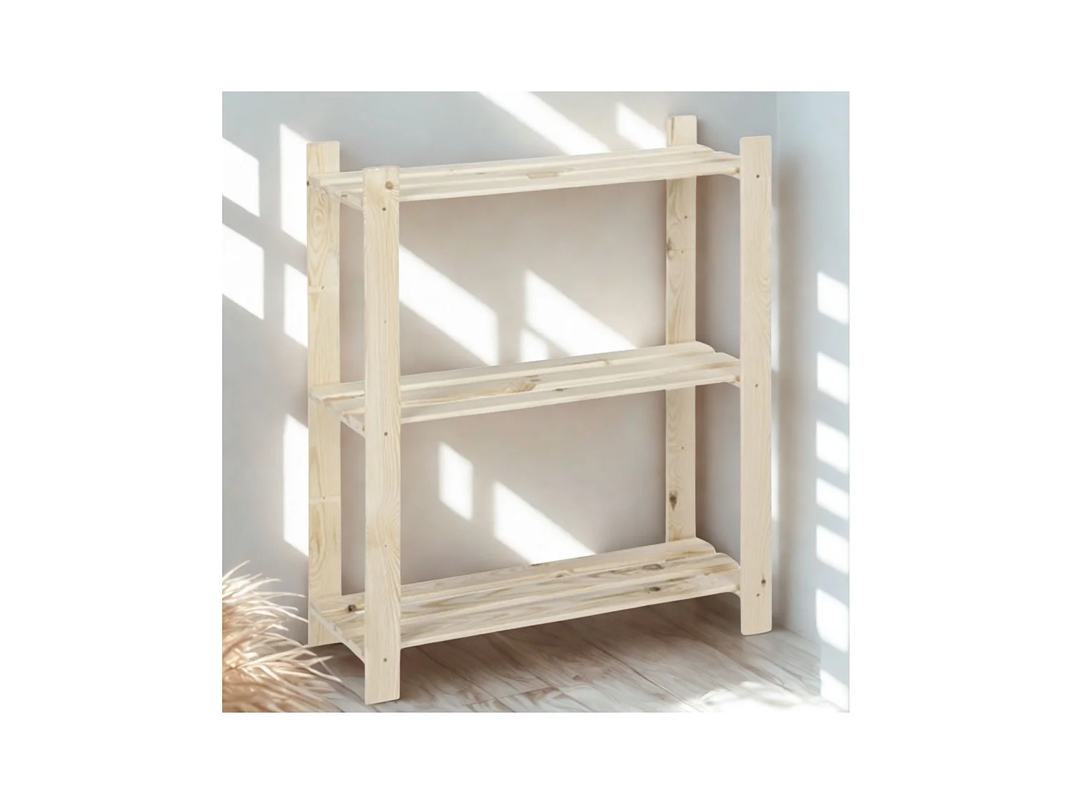 Étagère en bois 3 tablettes – 95 × 80 × 30 cm