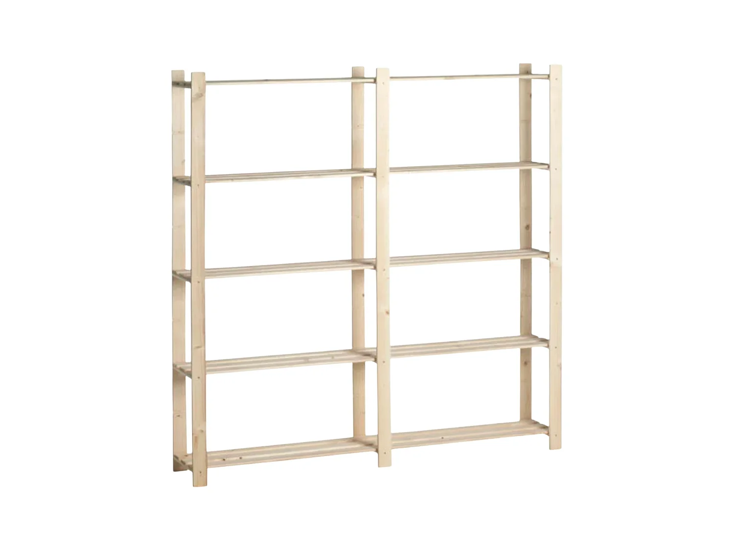 Étagère double en bois – 5 tablettes – 175 × 175 × 30 cm