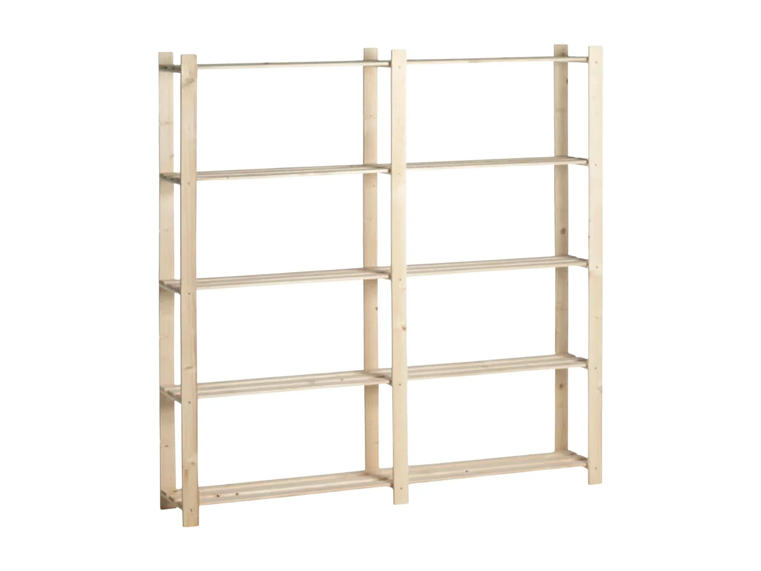 Étagère double en bois – 5 tablettes – 175 × 175 × 30 cm