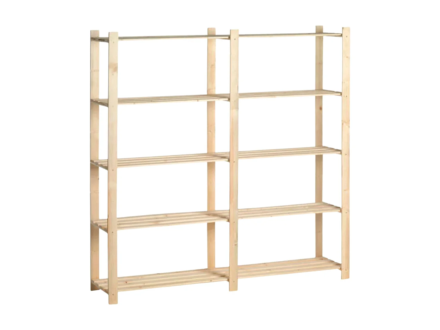 Étagère double en bois – 5 tablettes – 175 × 175 × 40 cm