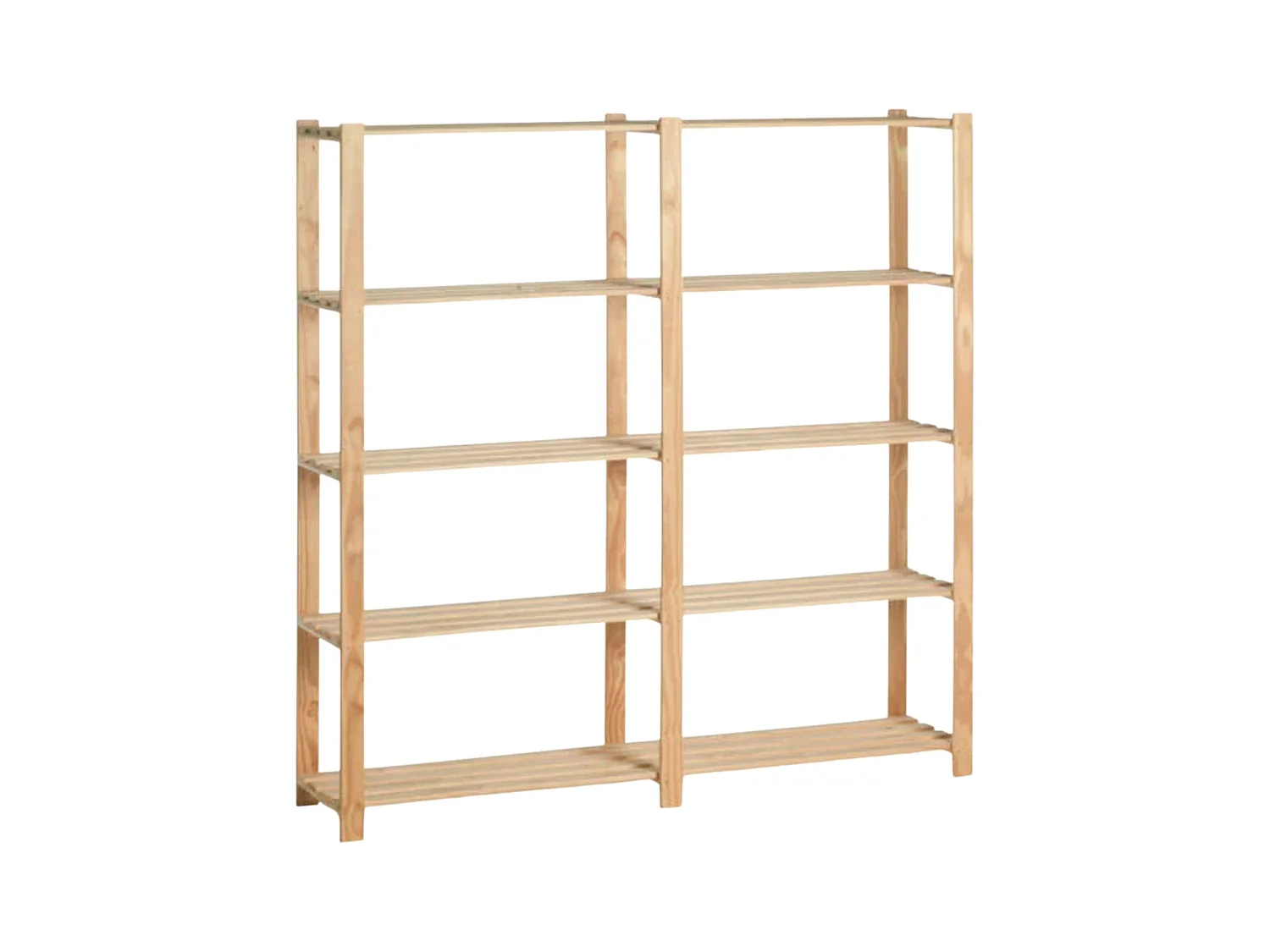 Étagère double en bois – 5 tablettes – 175 × 175 × 40 cm – charge maximale 250 kg