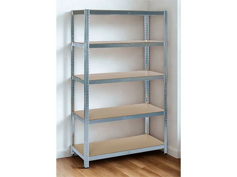 Rack en métal galvanisé MDF - 180 x 120 x 45 cm - 5 étagères - Montage facile sans boulons