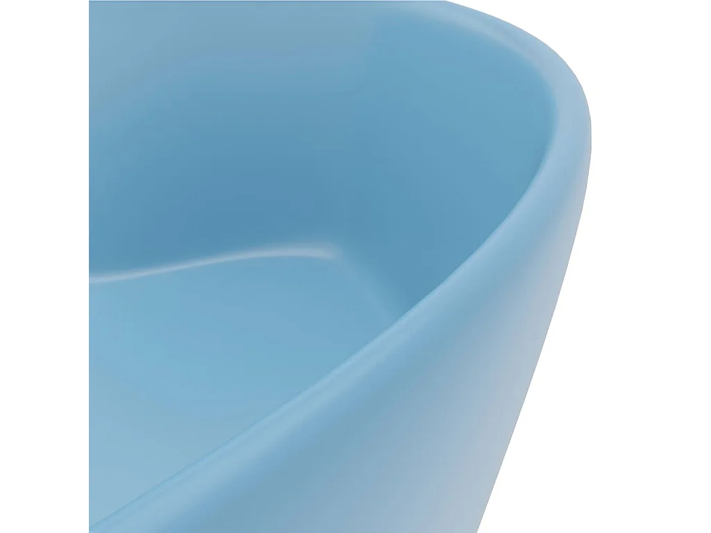 Lavabo salle de bain-Lavabo de luxe avec trop-plein Bleu clair mat 36x13cm Céramique