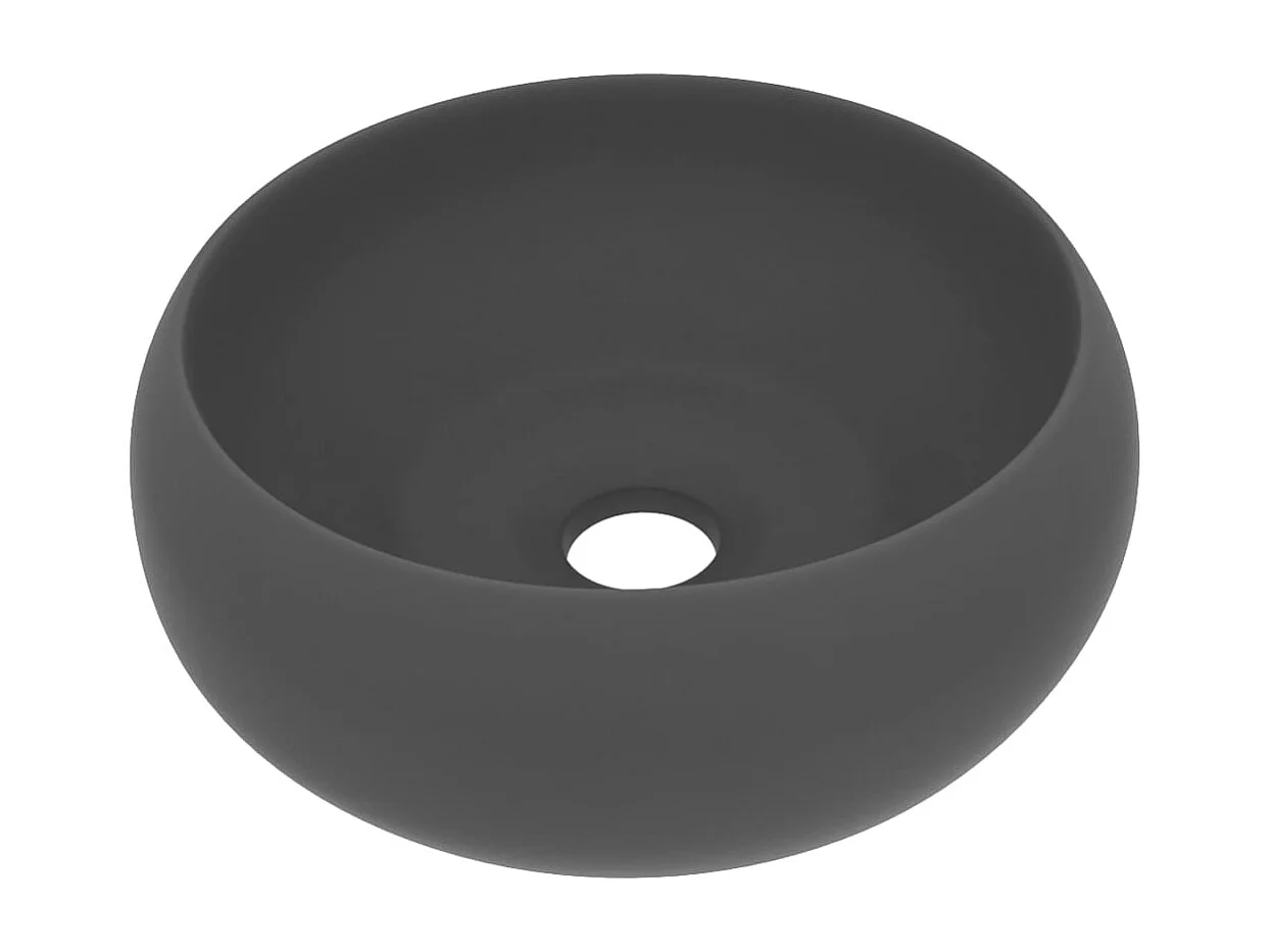 Lavabo rond-Vasque à poser-Bac à laver de luxe Gris foncé mat 40x15 cm Céramique