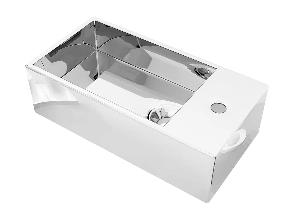 Vasque à poser-Lavabo avec trop-plein 49 x 25 x 15 cm Céramique Argenté