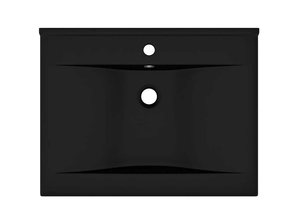 Vasque à poser-Lavabo avec trou de robinet Noir mat 60x46 cm Céramique