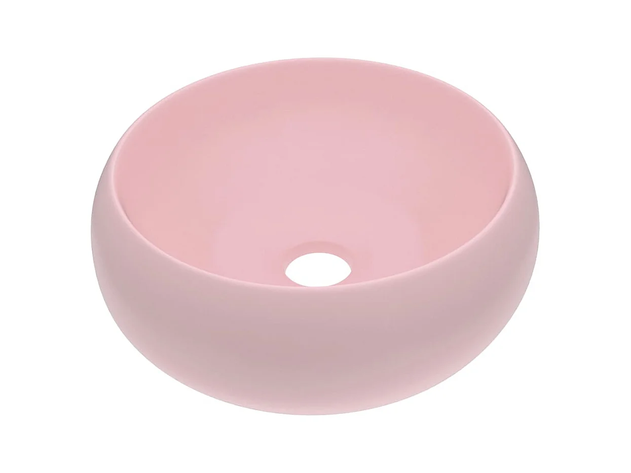 Lavabo rond-Vasque à poser-Bac à laver de luxe Rose mat 40x15 cm Céramique