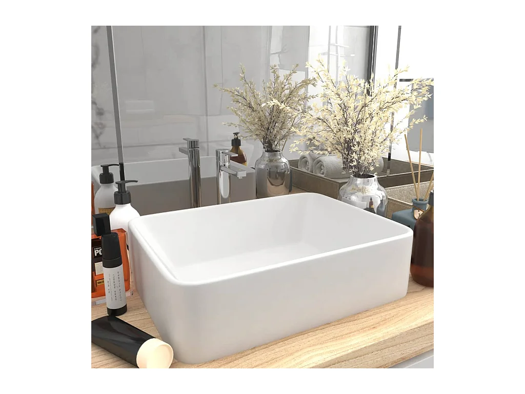 Lavabo salle de bain-Lavabo de luxe Blanc mat 41x30x12 cm Céramique