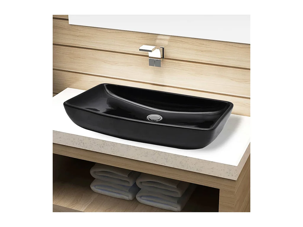 Lavabo salle de bain-Vasque rectangulaire céramique Noir pour salle de bain