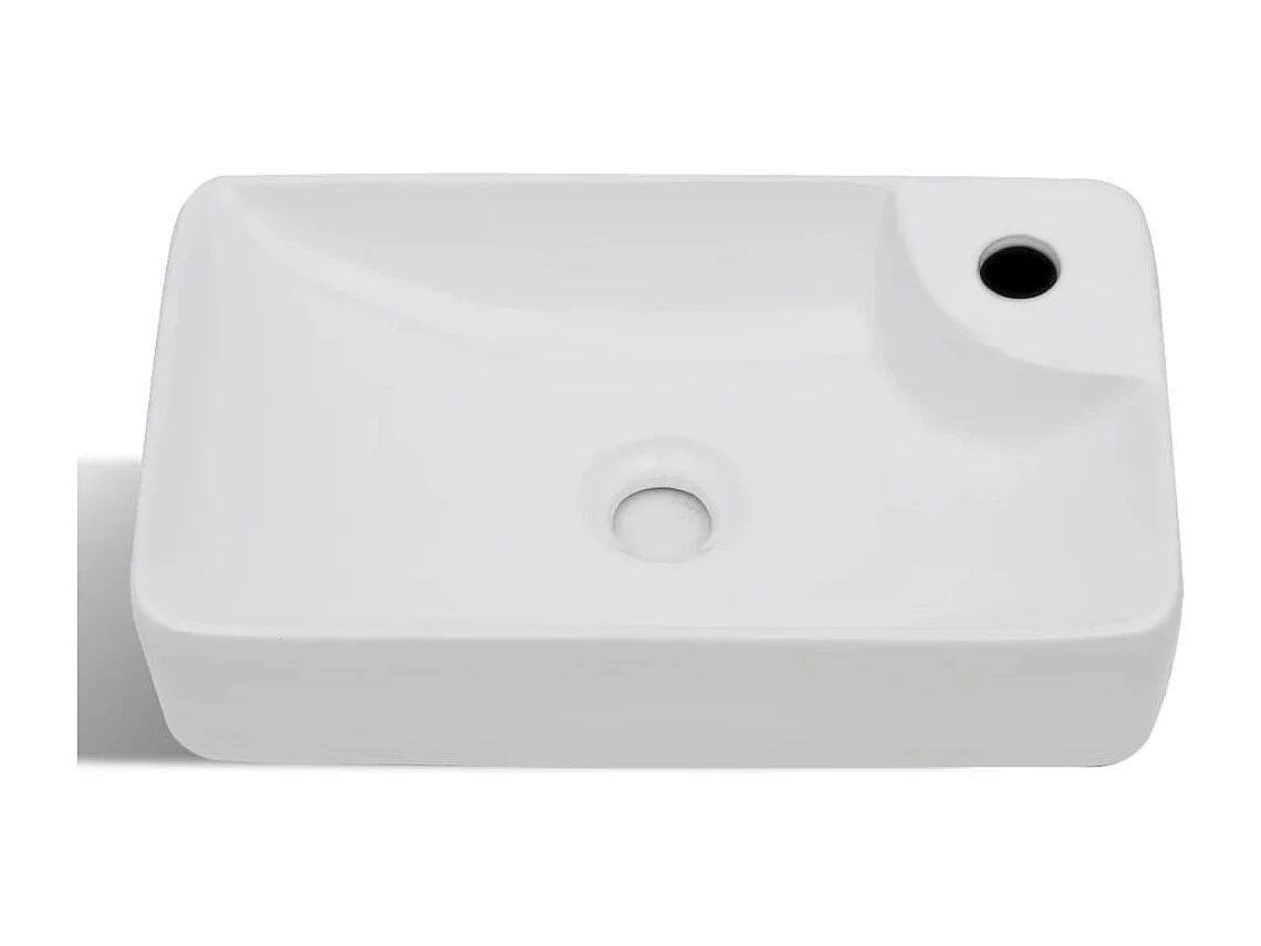 Vasque à poser Lavabo | Bac à laver à trou pour robinet céramique Blanc pour salle de bain