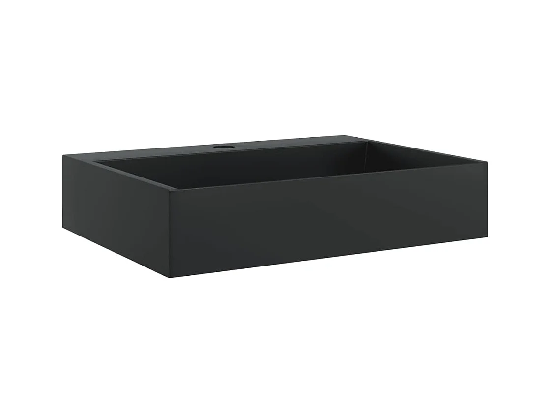 Vasque à poser Lavabo 50x38x11 cm fonte minérale/marbre noir mat