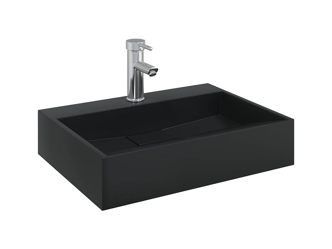 Vasque à poser Lavabo 50x38x11 cm fonte minérale/marbre noir mat