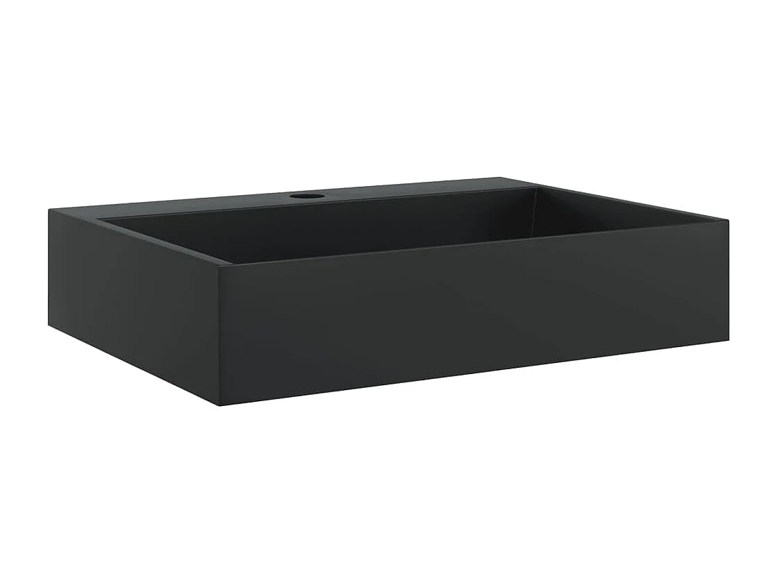 Vasque à poser Lavabo 50x38x11 cm fonte minérale/marbre noir mat