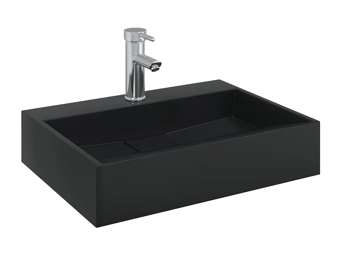 Vasque à poser Lavabo 50x38x11 cm fonte minérale/marbre noir mat