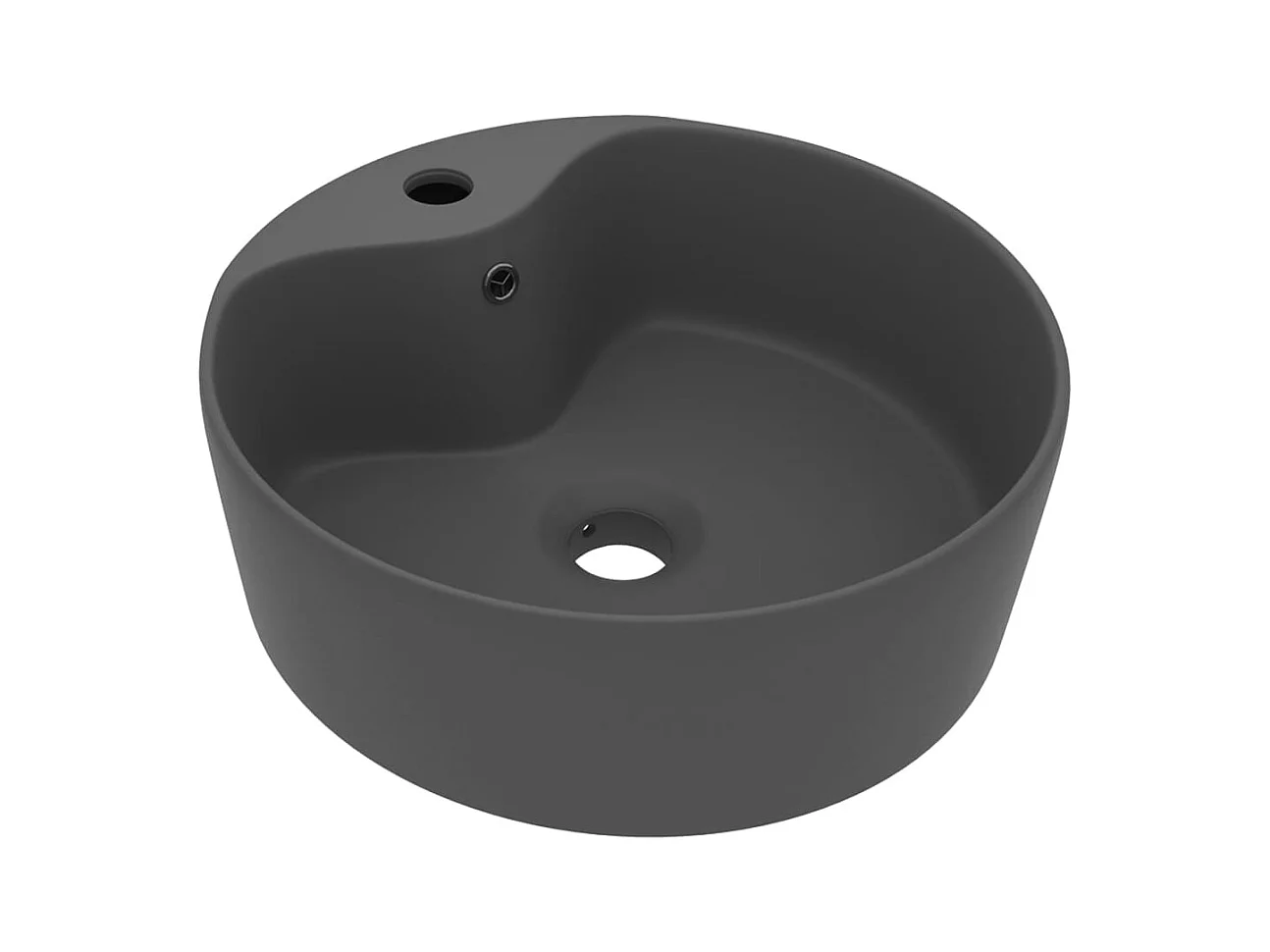 Lavabo salle de bain-Lavabo de luxe avec trop-plein Gris foncé mat 36x13cm Céramique