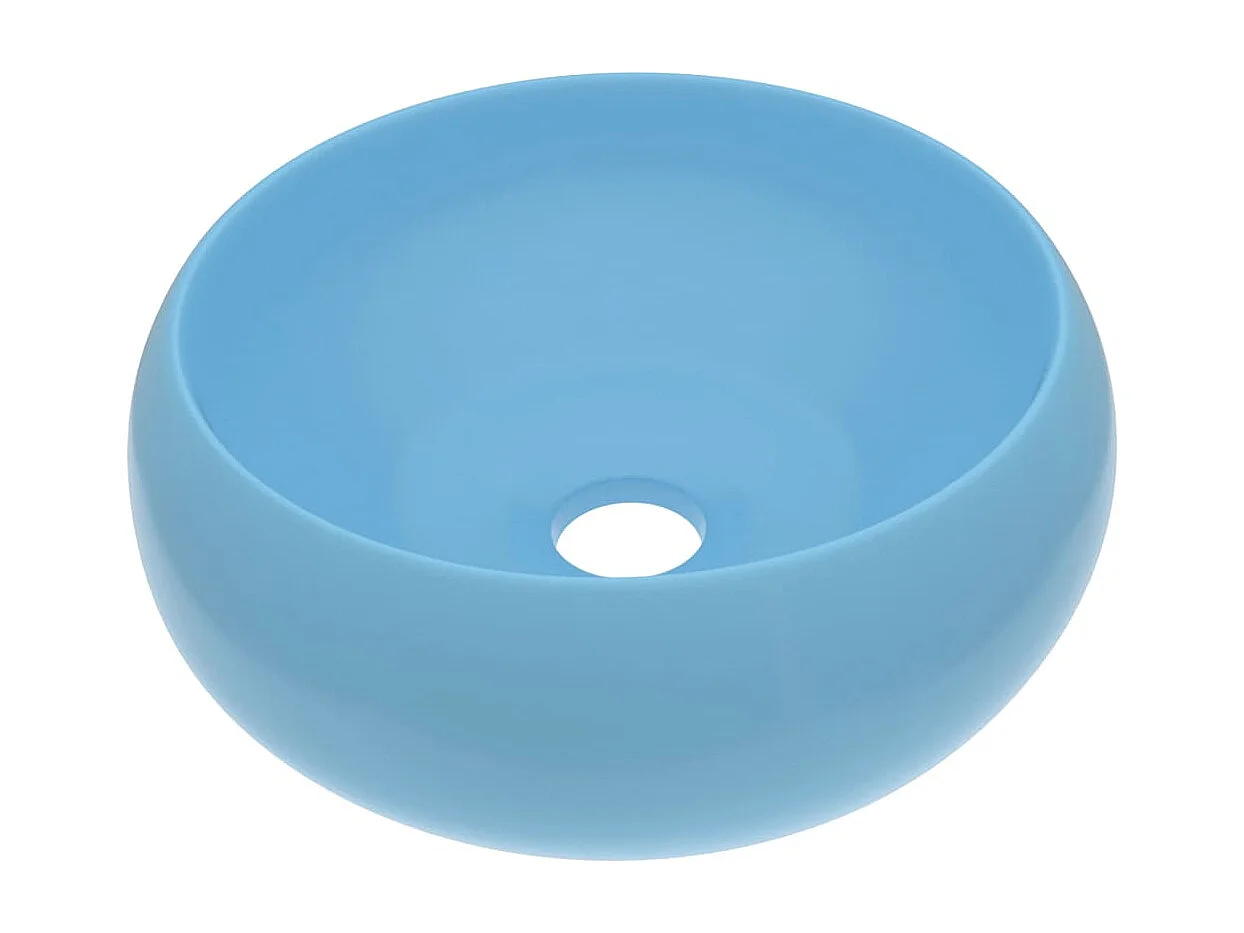 Lavabo rond-Vasque à poser-Bac à laver de luxe Bleu clair mat 40x15 cm Céramique