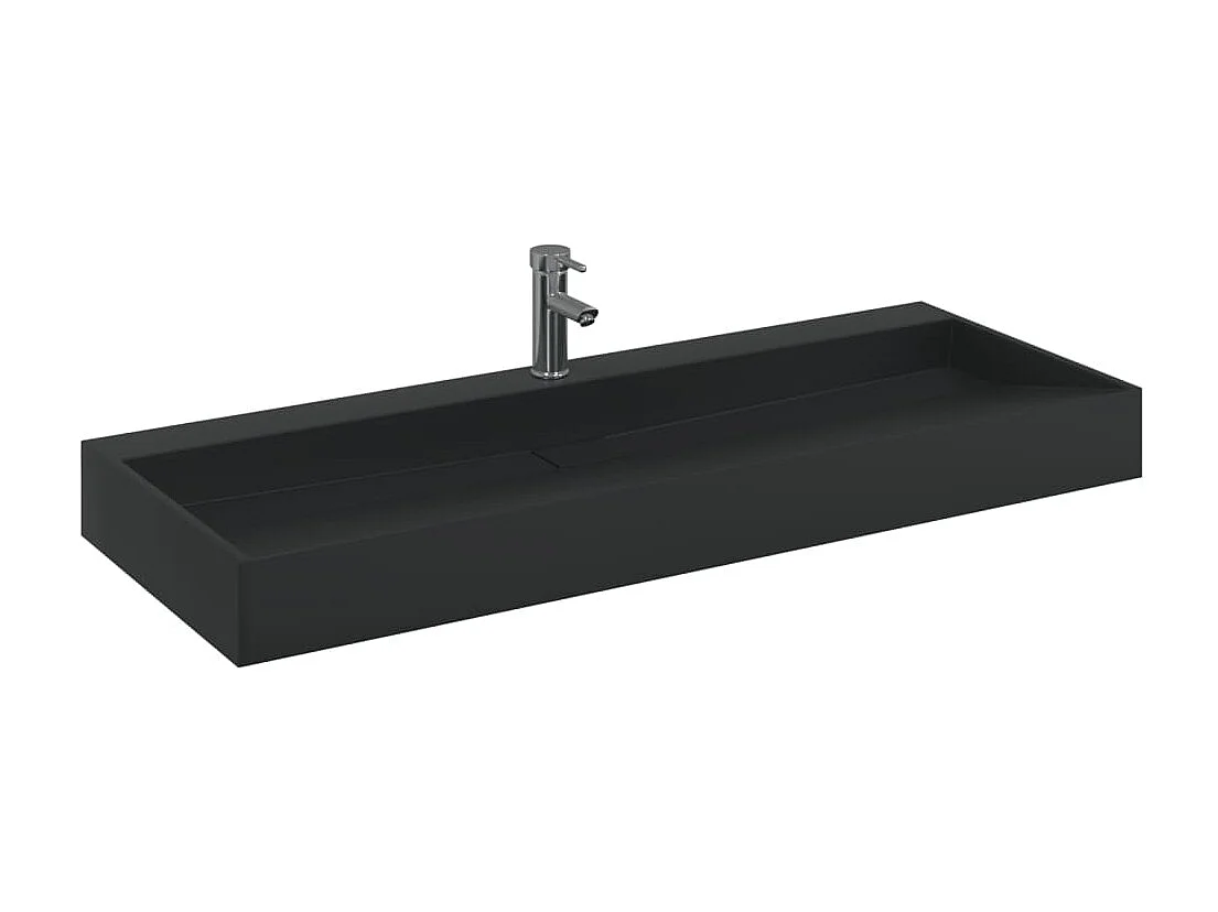 Vasque à poser Lavabo 120x46x11 cm fonte minérale/marbre noir mat